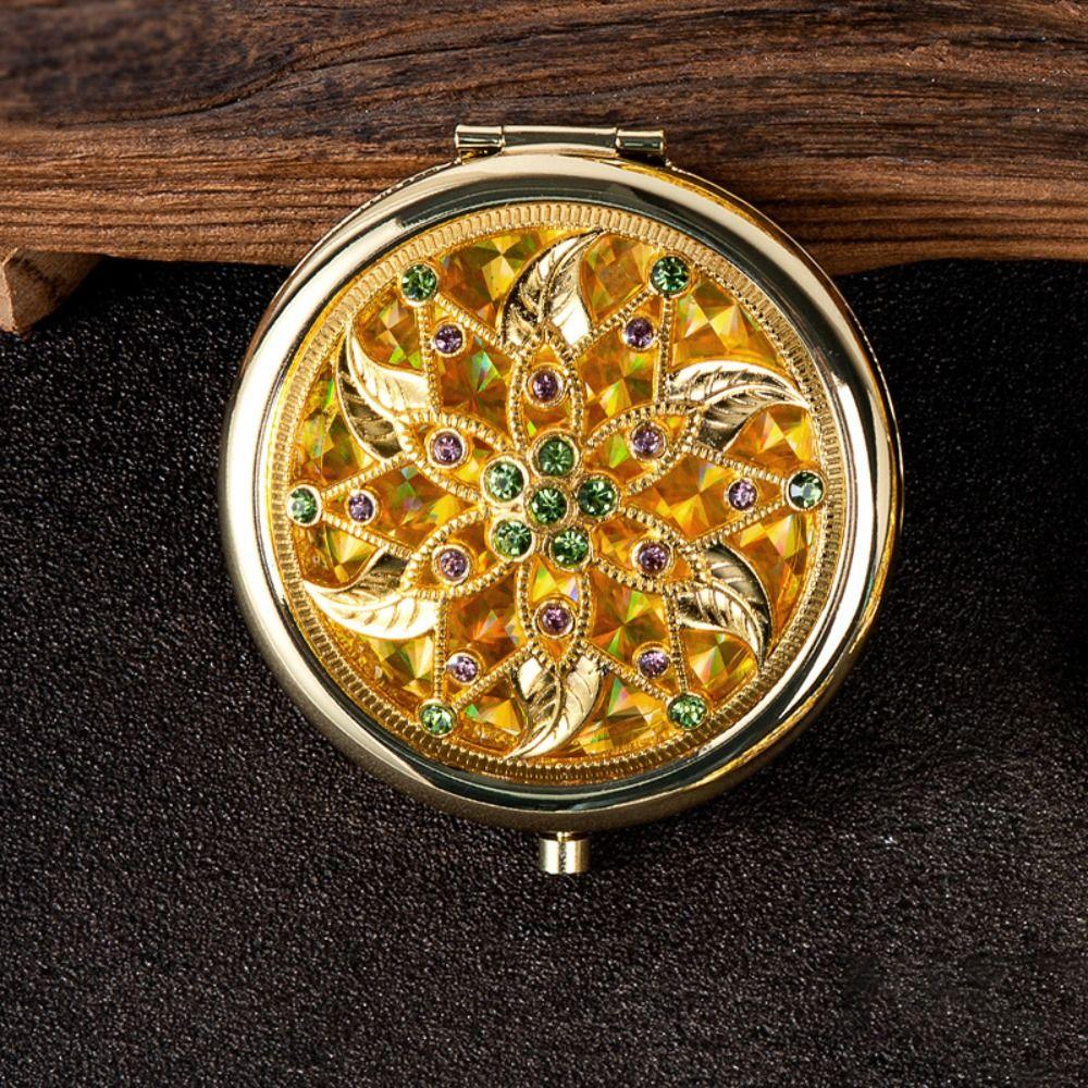 Metal Portable Mirror Gliter Pocket Mirror Luxurious Exquisite Mirror Women