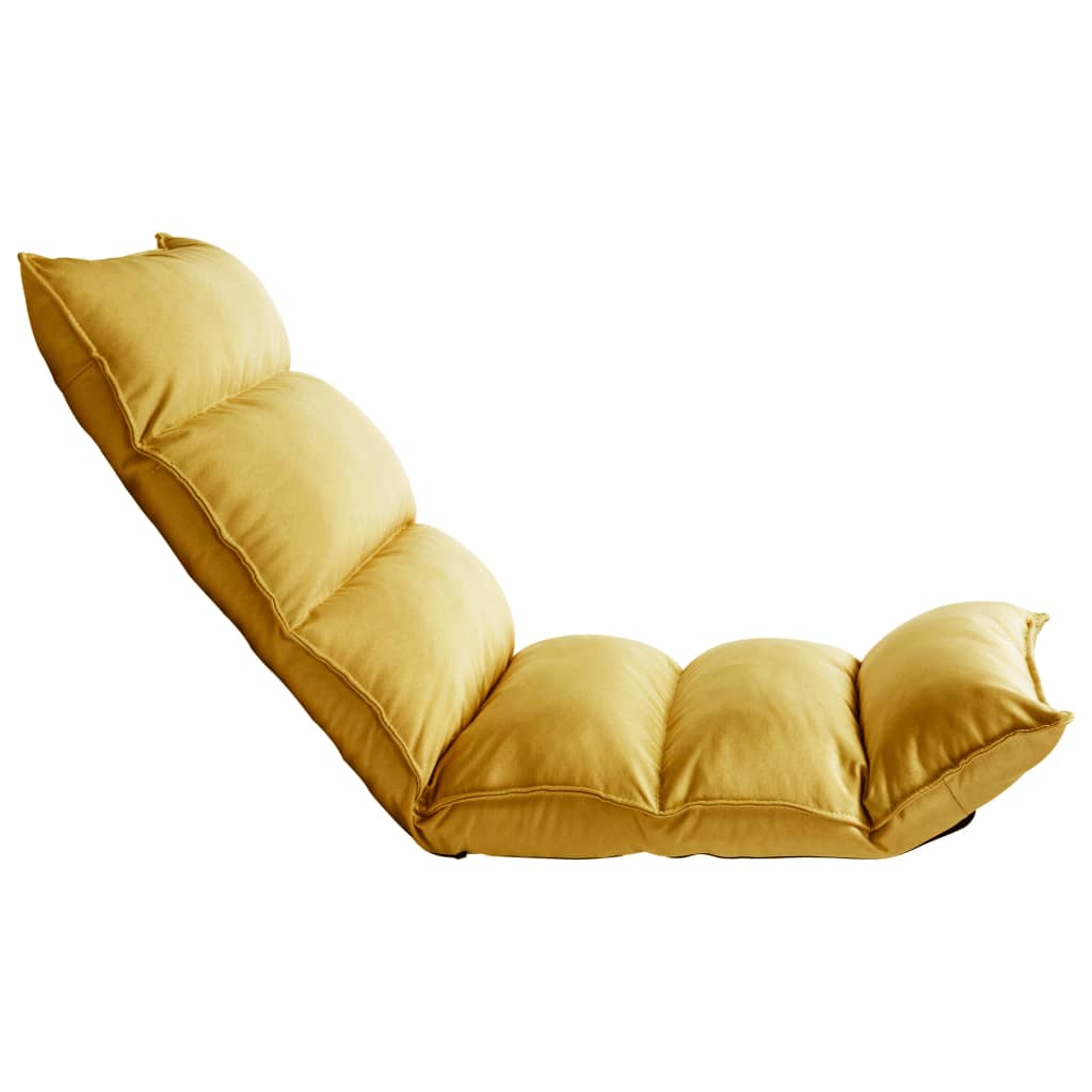 Foldable Floor Chair Mustard Yellow Fabric