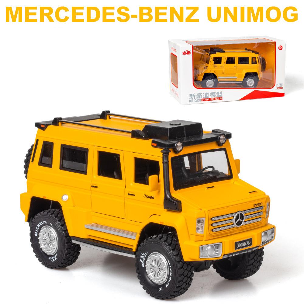 1/28 Scale Unimog U5000 Diecast Car Model Toy, Pull Back Toy Vehicle with Sound and Light for Kids Toddler Boys Girls Gift Collection