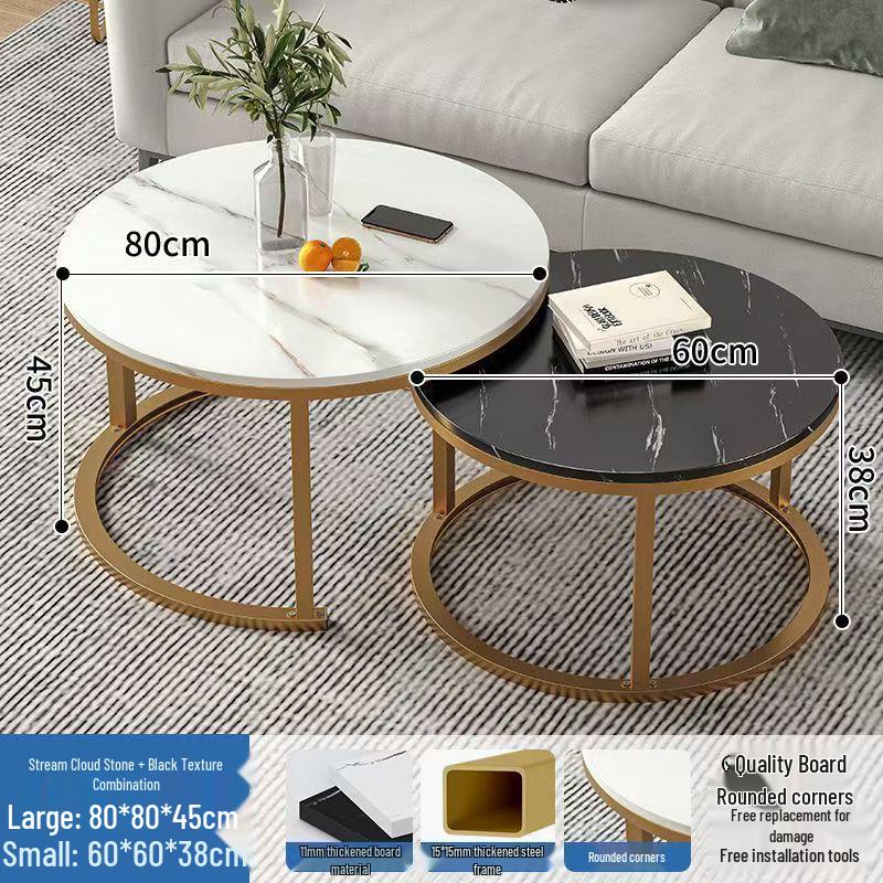 Simple Modern Light Luxury Coffee Table - Small Round Side Table for Living Room or Bedroom