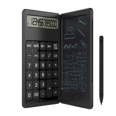 1PC składany kalkulator i 6-calowy tablet LCD do pisania, cyfrowy blok rysunkowy, 12-cyfrowy wyświetlacz z rysikiem, przycisk zmazywania, funkcja blokady