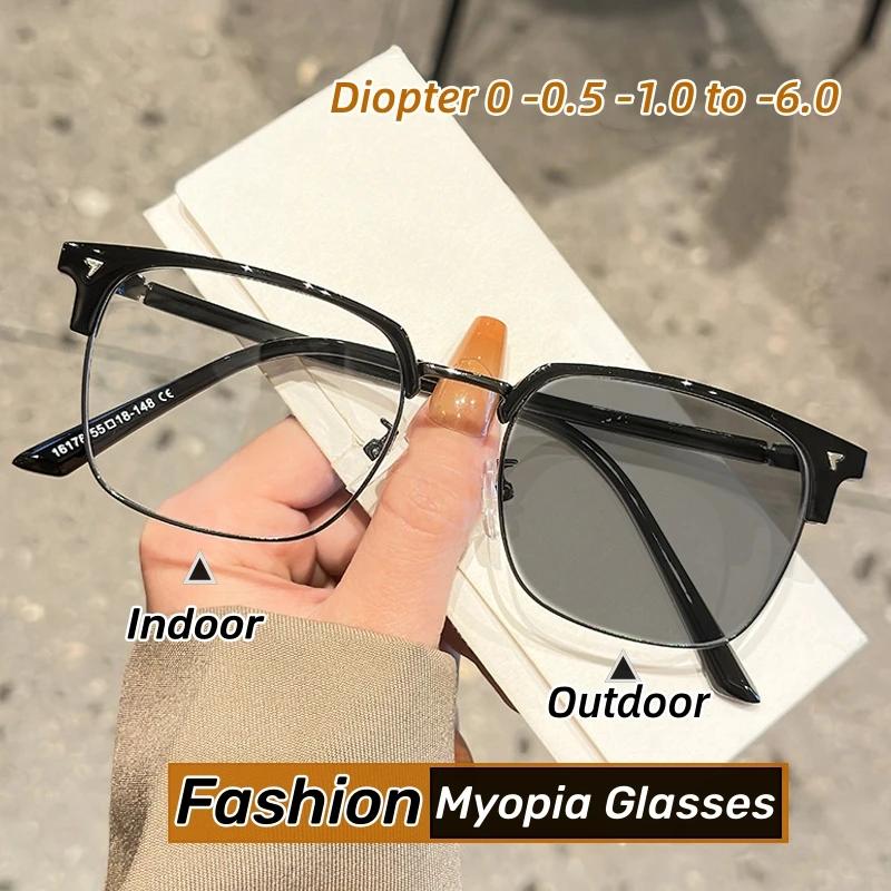 

Fashion New Fashion Photochromic Myopia Glasses Outdoor UV400 Sunglasses Women Men Minus Diopter Eyewear Prescription Near Sight Glasses