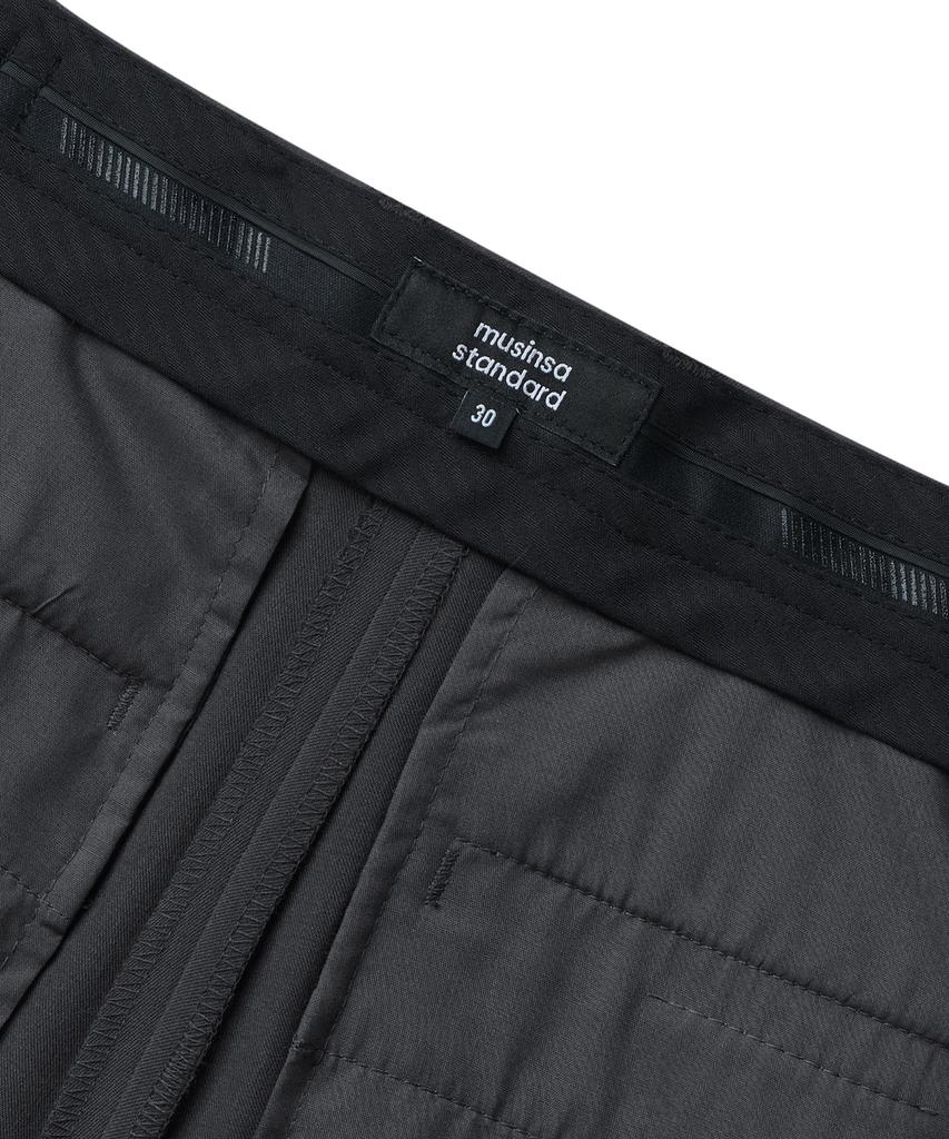MUSINSA STANDARD Reverse One-Pleat Wide Hidden Banding Slacks [Gunmetal]