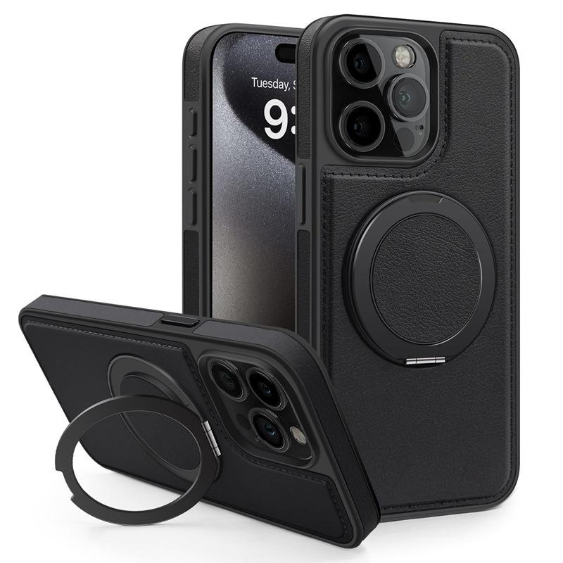 Applicable To Apple 17 ProMax Magnetic Phone Case Rotating Bracket IPhone 16 Yashi Leather Anti Fall Protection Case