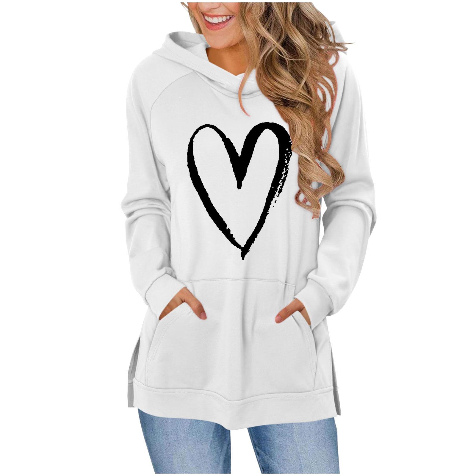 Женская модная повседневная толстовка с капюшоном и длинными рукавами XL белый