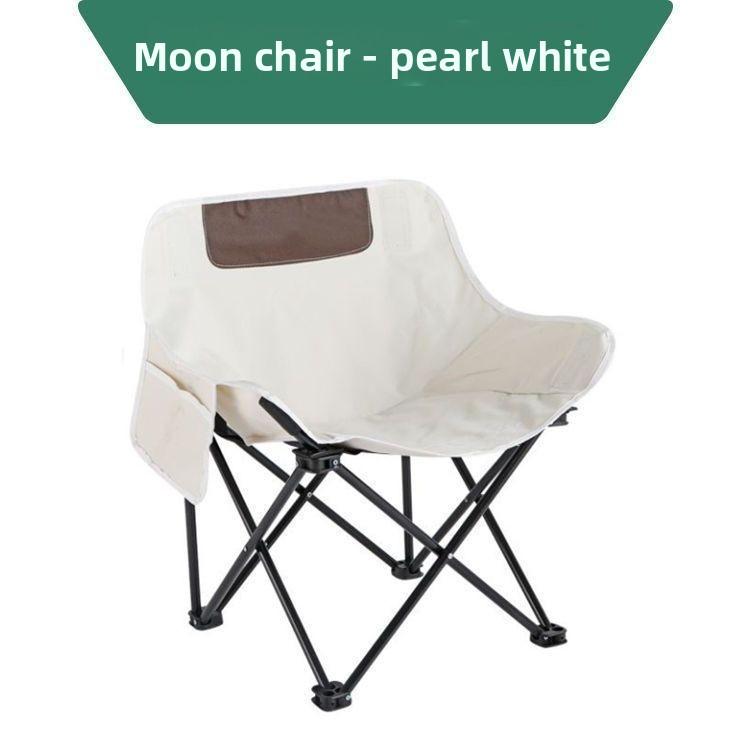 Outdoor folding chair with high backrest, moon chair, portable camping chair, fishing chair, camping recliner