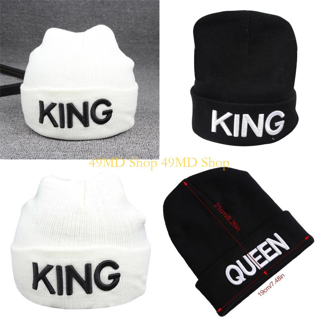 49MD Ski Beanie Hat King Queen Hat Couple Hat Skullies Beanie Bonnet Skull Hat