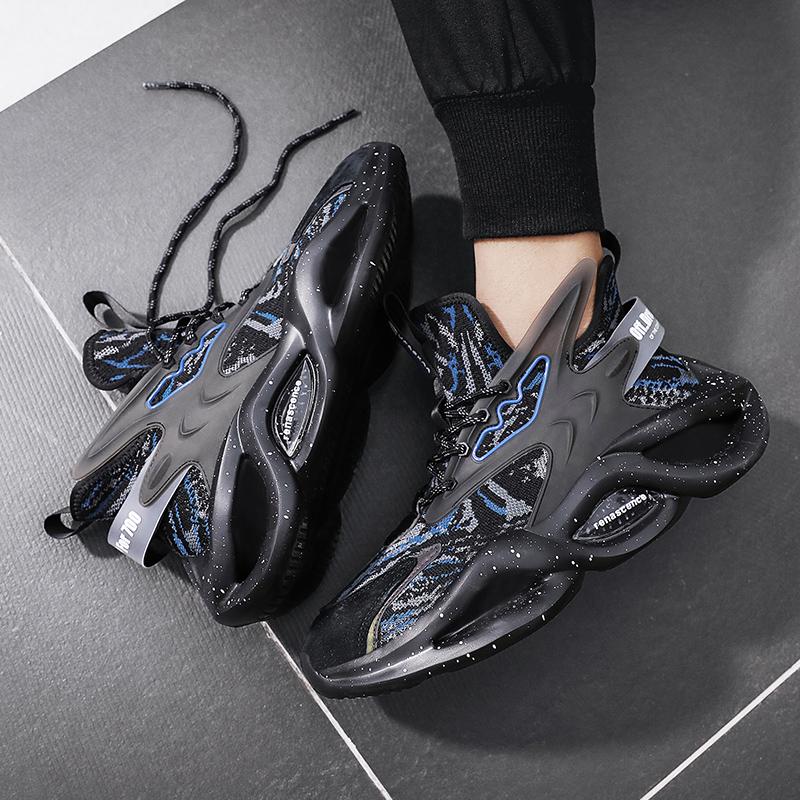 

Мужские кроссовки Four Seasons, популярная модная тканая спортивная повседневная обувь на толстой подошве, мужская обувь 39-44 44 чёрный