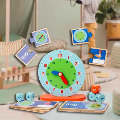 שעון צעצועי חינוך מוקדם נייד משטח חלק סט פעילות זמן למידה קוגניטיבית