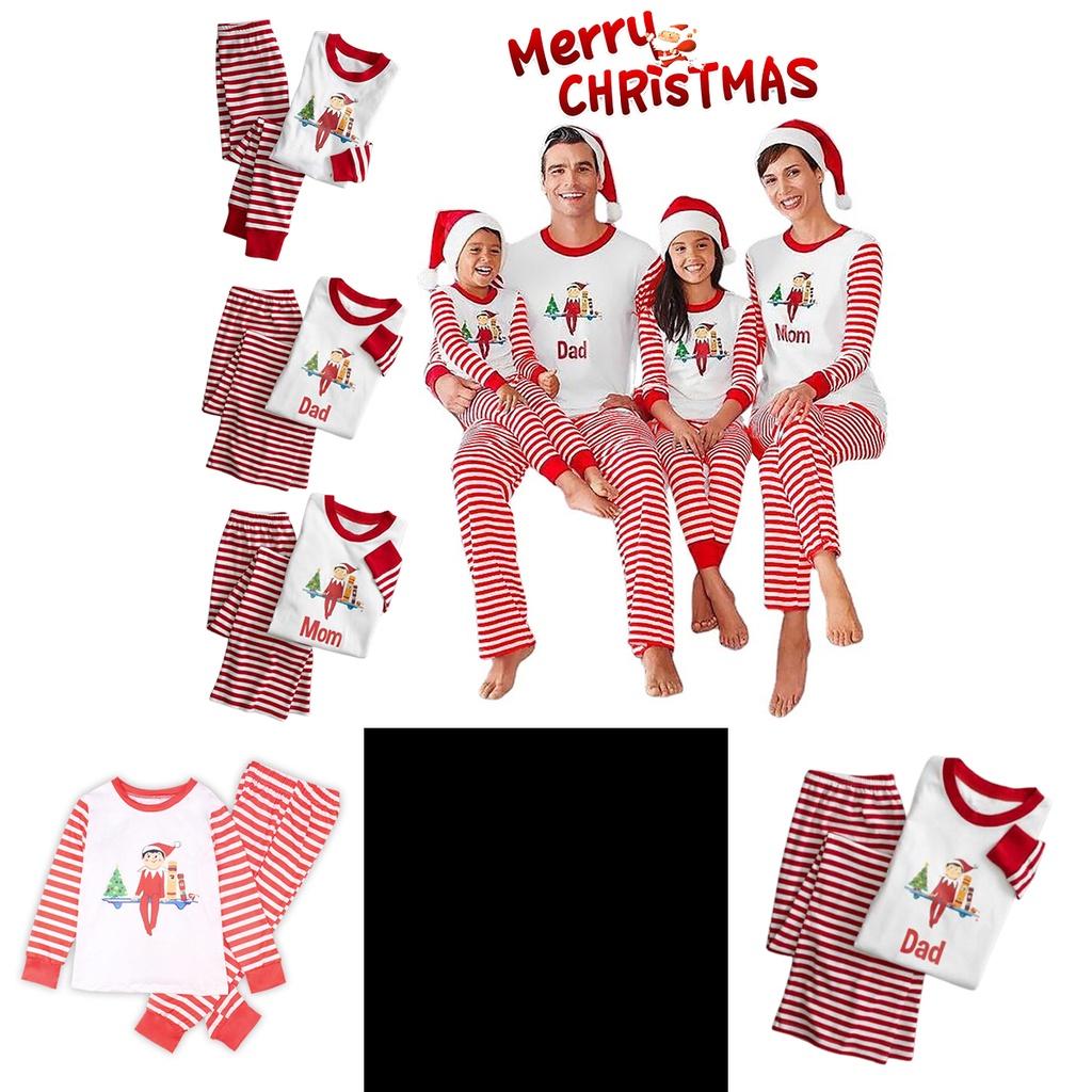 Festive Family Matching Christmas Pajamas Set Long Sleeve Sleepwear For Men Women Kids
