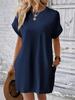 European and American Casual Batwing Sleeve Dress with Invisible Pockets (2024)