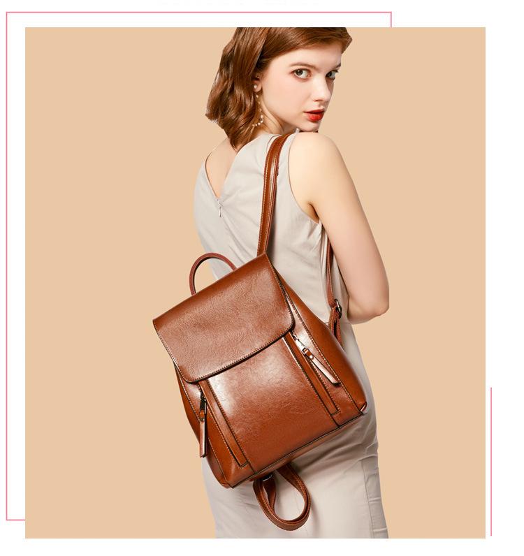 Zaino Retrò da Donna in Vera Pelle 2026 - Nuova Tendenza Moda, Borsa da Scuola ad Alta Capacità