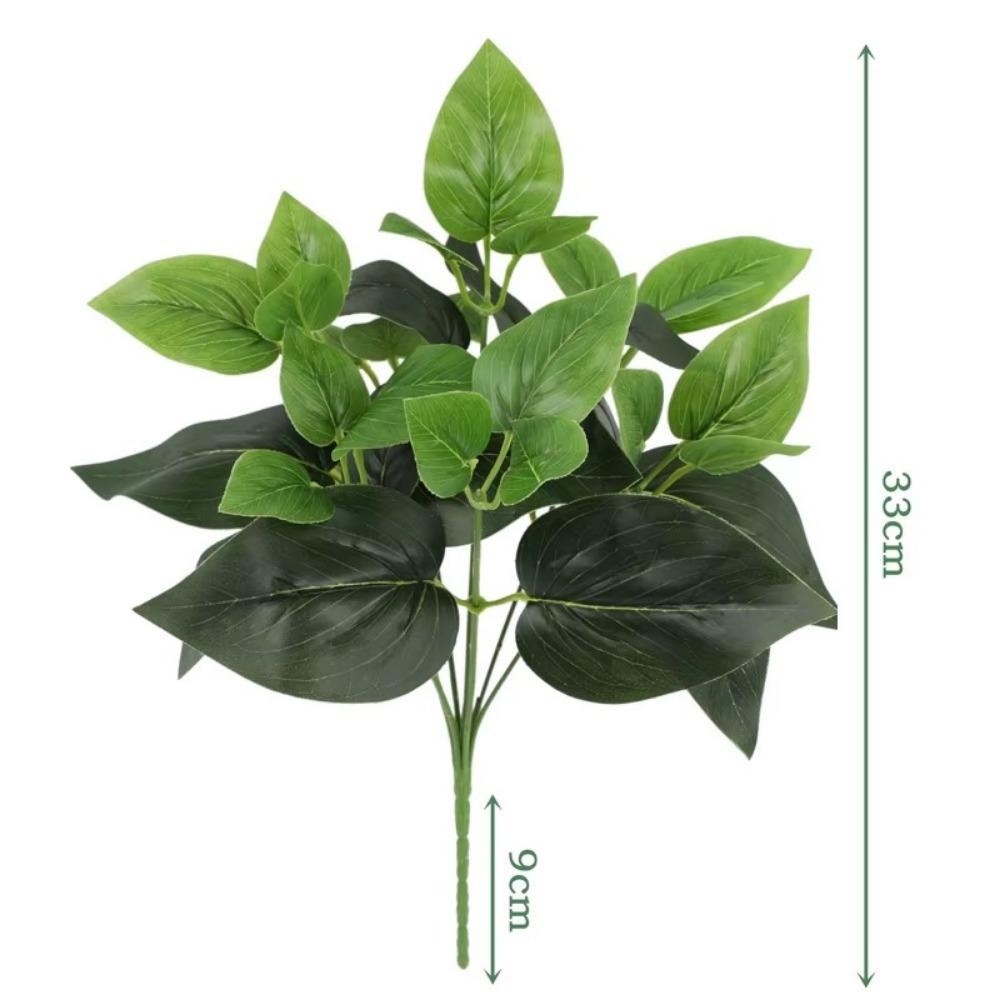 7 Heads Artificial Green Plants 33cm Green Leaves New Fake Plants Garden Room Decoration