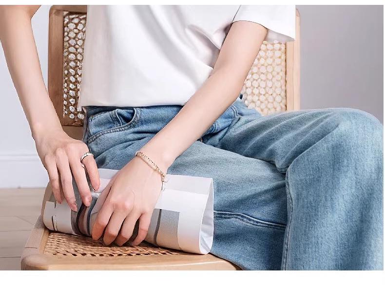 Women's High-End White Mercerized Cotton T-Shirt - Summer 2026 Pure Cotton Short Sleeve, Round Neck, Loose Fit, Slimming Top