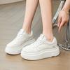 Muffin Platform White Shoes Women's 2025 New Small Height Increase Round Head Lace-up Fashionable Versatile Casual Board Shoes