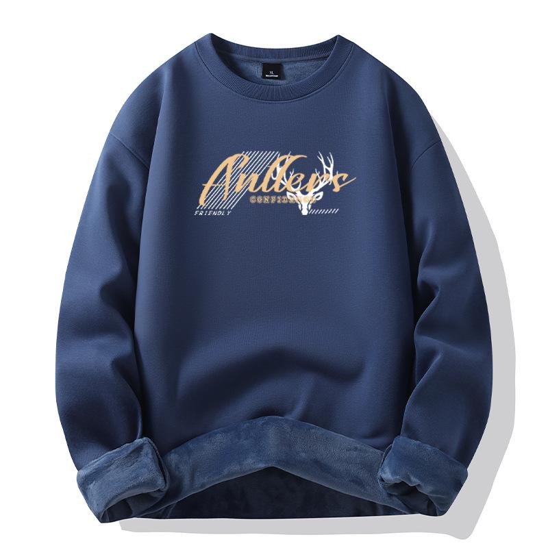 

Fashion Men s Sweatshirt Padded Sweater Men s Autumn and Winter New Cotton Thickened Loose Top Sweater Men s Jacket M: Recommended 80-55kg