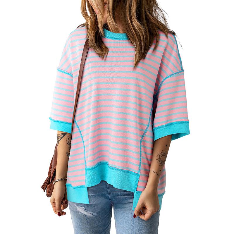 Летняя тонкая свободная женская футболка узкого кроя с короткими рукавами XXL зелёный — фото 7