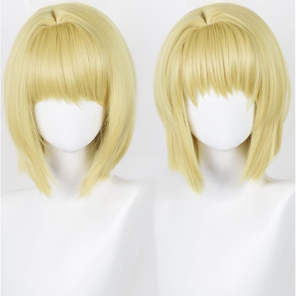 LAOBAO Cosplay Wig, Blonde Bob, Heat Resistant, Costume Wig, Party, Festival, Halloween, Fancy Dress (Kurapika)