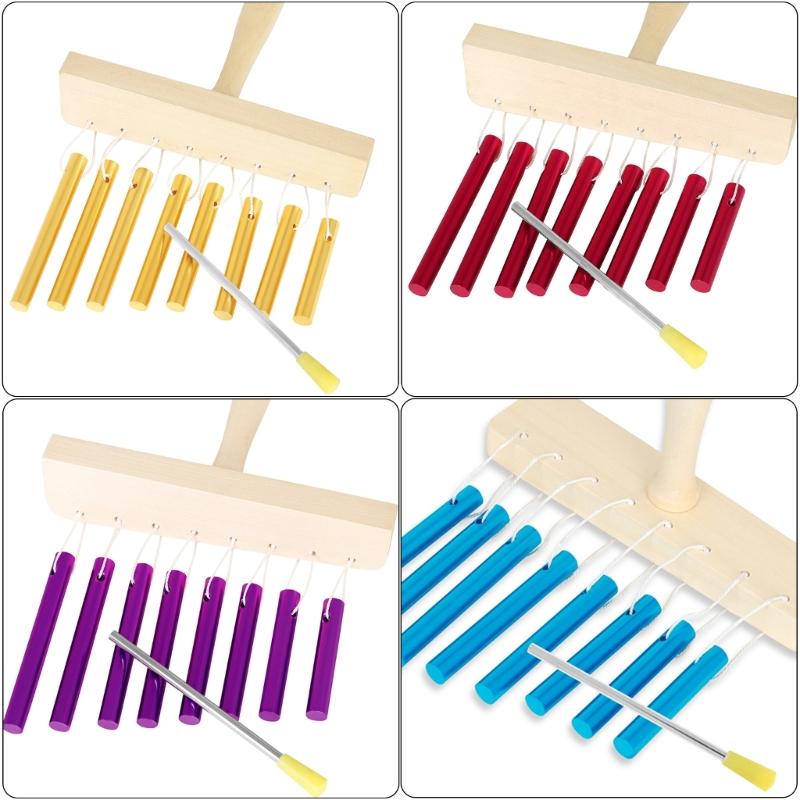 Musical Learning Percussion Chimes Instrument Toy Children 8 Tone Handheld Chimes with Mallet Hammer Winds Chimes Toy