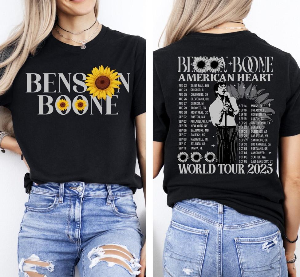 Benson Singer Boone Shirt, American Hearts World Music Tour 2025 Merch T-shirt Unisex T-Shirt XL