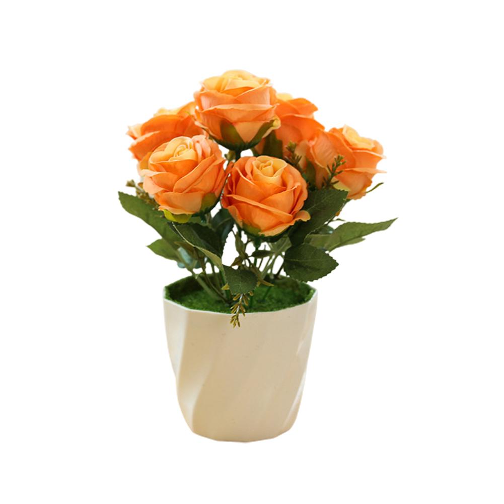 Artificial Rose Fake Plant Flowers Potted Ornament