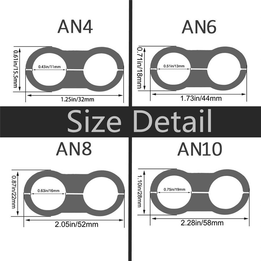 8x Hose Separator Clamp Fitting Connector 4AN 11mm for Braid Oil Fuel Hose Line