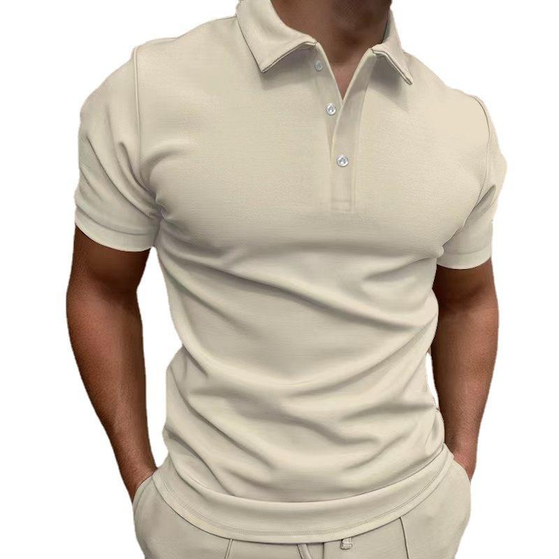 Spring and Summer New Men's Polo Shirt Short-sleeved Buttons T-shirt Solid Colour Tops