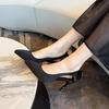 Pointed Stiletto High Heels Spring New Products Bow Single Shoes Wide Feet Fat Feet Women's Shoes