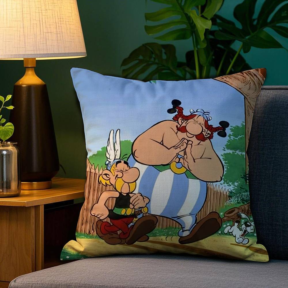 Cartoon A-Asterix And O-Obelix Pillow Case Sofa Living Room Bedroom Double-sided Printing Square Cushion Nap Time Cushion Cover