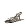 Silver Open-toed Rhinestone Transparent Wine Glass and Roman Sandals Female Sexy Fairy Style Crystal High Heels Niche Design