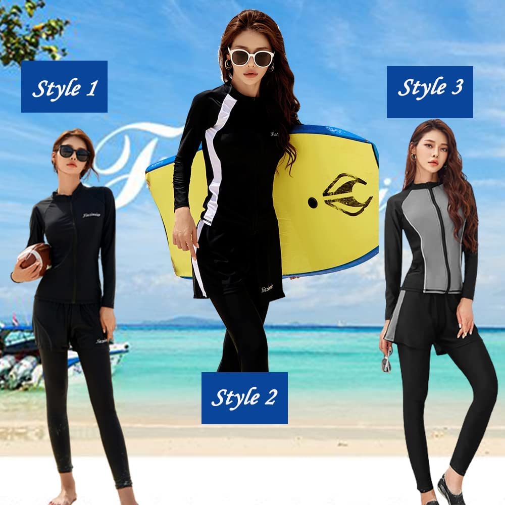 Fitness Long Sleeve Rash Separate Short UV Cool To the Soft To the [Eolluka] Women's Swimsuit, 5-Piece Set, Body-Concealing, Swimsuit, Guard, Tankini,