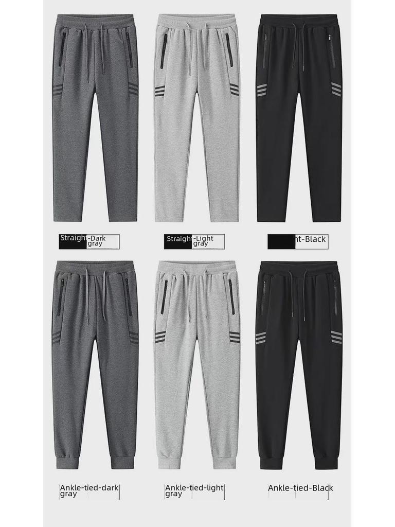 Men's Velvet-Lined Winter Sports Pants, Loose Fit, Straight Leg, Trendy and Large Size