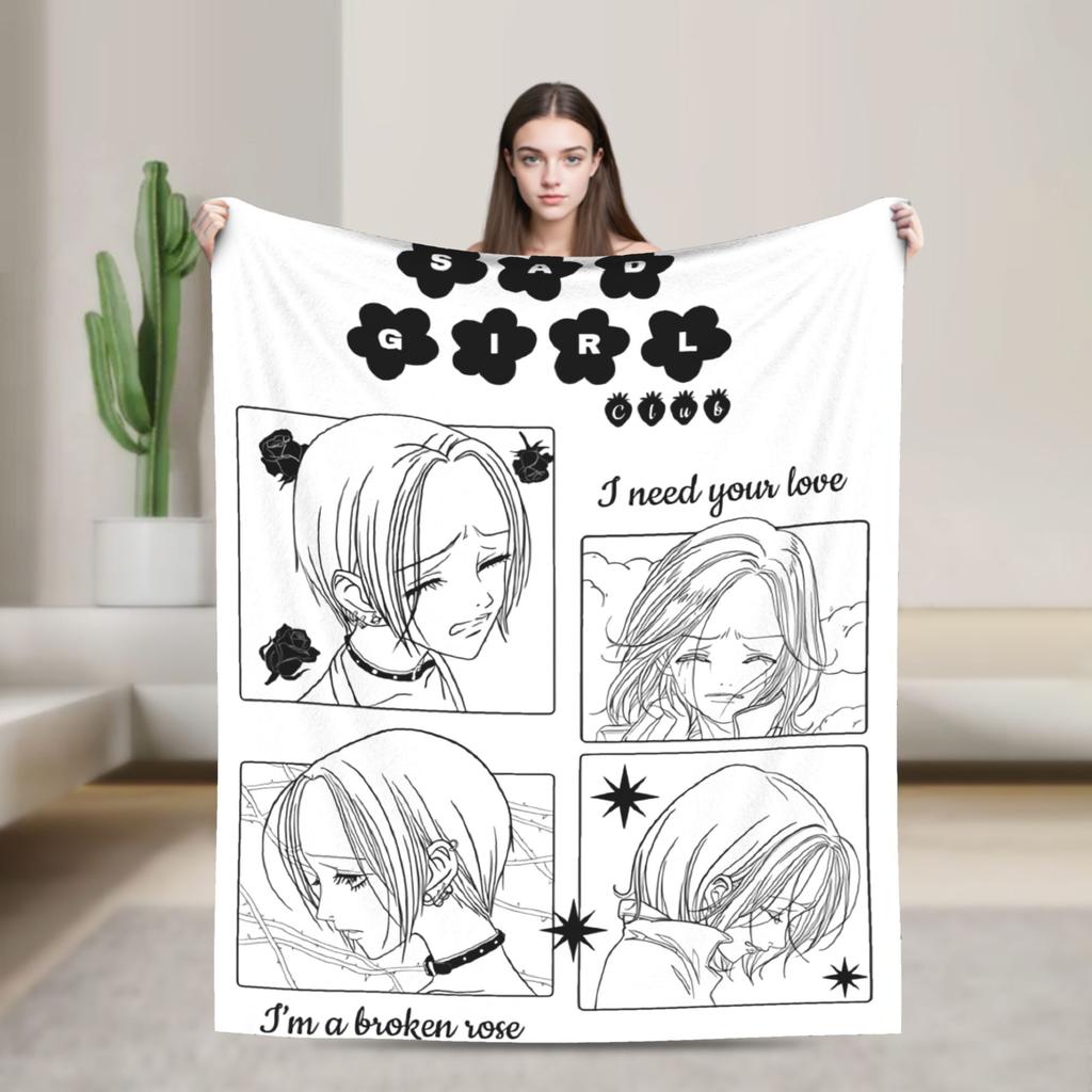 Nana Osaki Knitted Blankets Flannel Classic Anime Manga Super Soft Throw Blanket for Airplane Travel Bedspread