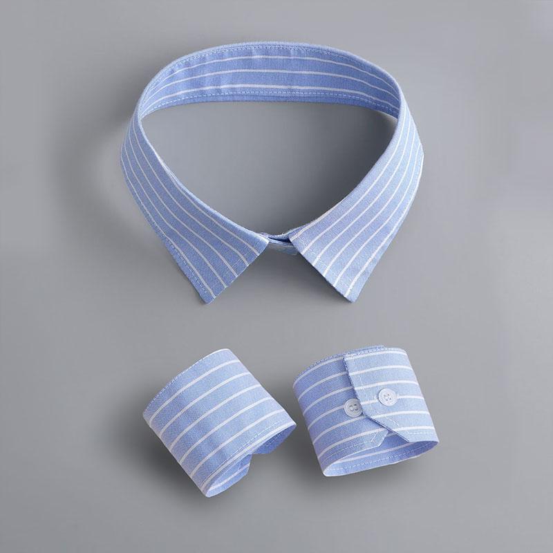 White Big Lapel Fake Collar And Black Detachable Cuff Lace False Collar Stand Removable Faux Col for Women Half Shirt Accessory