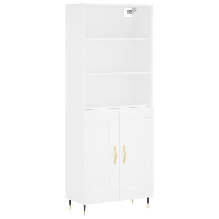 VidaXL Buffet haut Blanc 69,5x34x180 cm Bois d'ingénierie 3189933