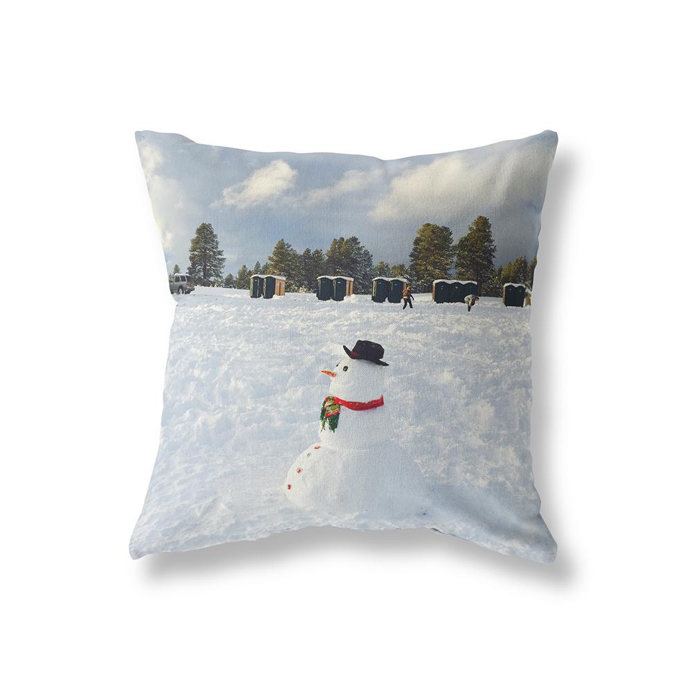 Cute Snowman Christmas Theme Printing Pattern Polyester Cushion Cover Home Living Room Sofa Decorative Pillow Pillow Cover
