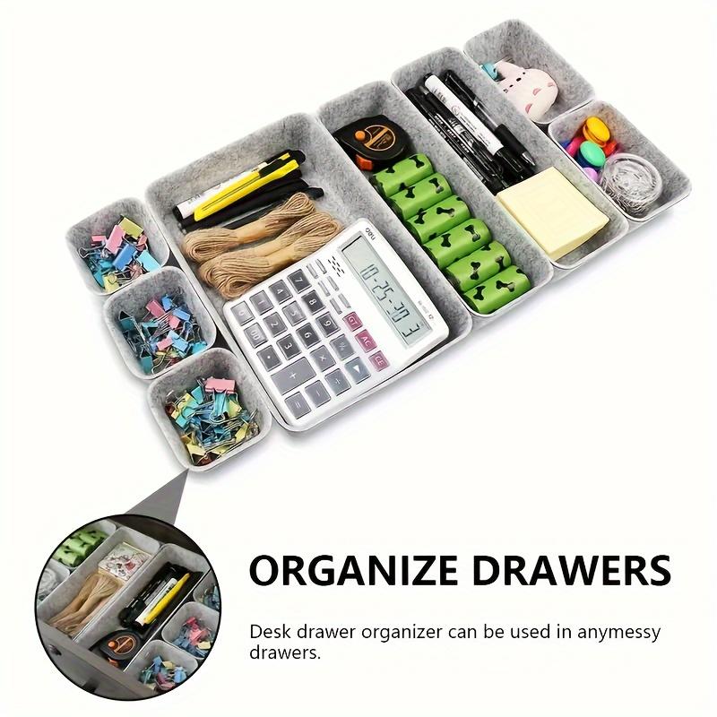 8-Pack Felt Drawer Organizer Trays, Desktop Dividers Space-Saving Office Supplies And Jewelry Storage, Multi-Compartment Desk Organizer for Home