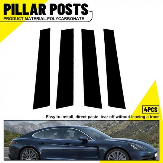 4Pcs Window Door Pillar Post Trims Glossy Black For Porsche Panamera 2017- K