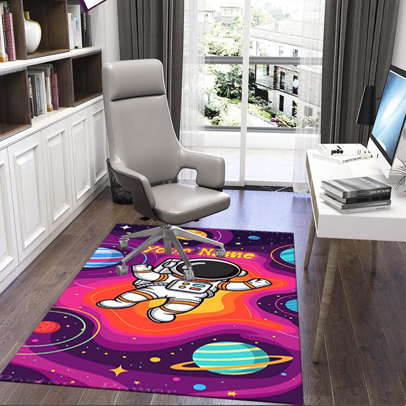 1PC Custom Name Astronaut Space Adventure Theme Floor Mat Ideal for Living Room, Game Rooms, Office, Bedroom,Floor Mat Playful Design