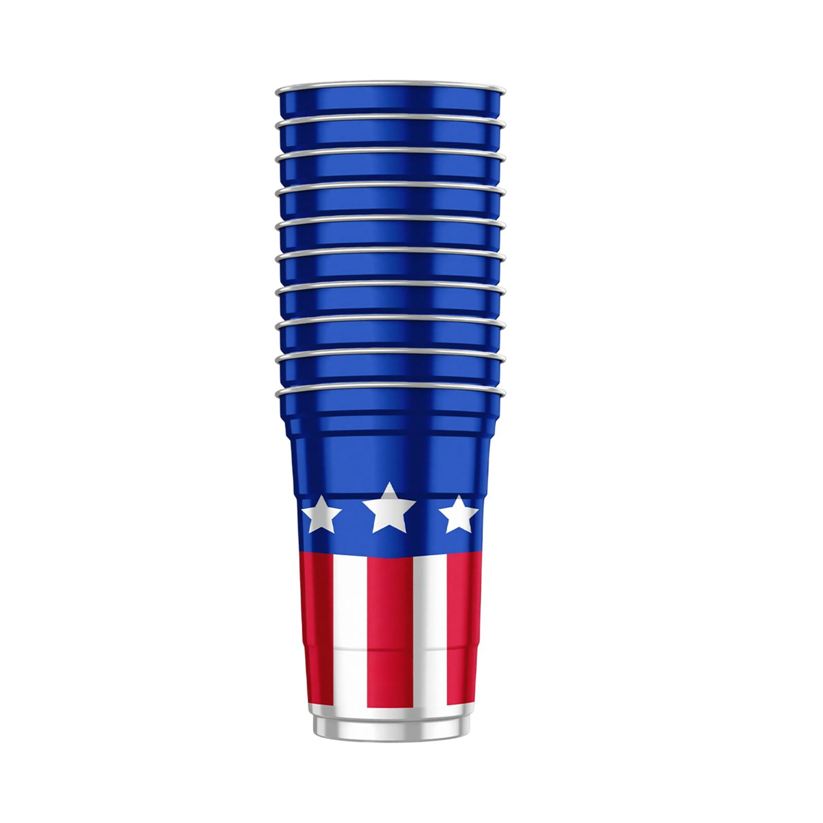 Patriotic Aluminum Party Cups Set with Star and Stripe Design Durable Reusable Drinkware for Events Gatherings and Celebrations 20 Pack One Size