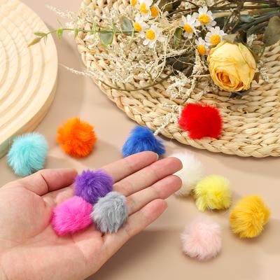 20 Pcs Faux Fur Pom Poms for Hats Fluffy Soft Fur Poms Balls with Elastic Loop for Keychain Knitting Hats DIY Scarves Gloves