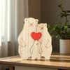 Creative Wooden Mother and Bear Puzzle Ornament, Warm Family Set, Laser Engraved Solid Wood Crafts