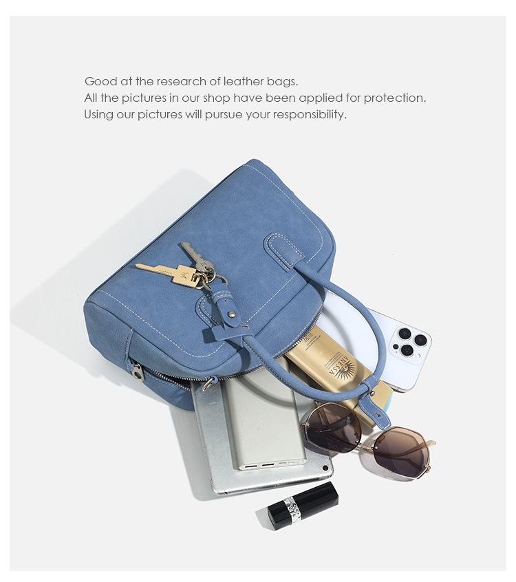 CASHY Leather Boston Handbag: Women's Vintage Commute Crossbody Bag