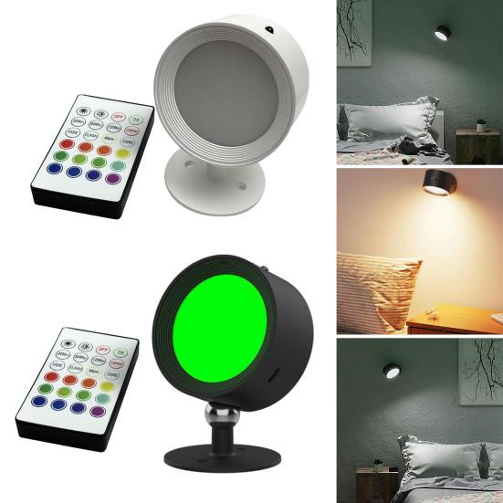 LED Wall Lamp Night Light with Remote Control Dimmable Rechargeable 360-Degree