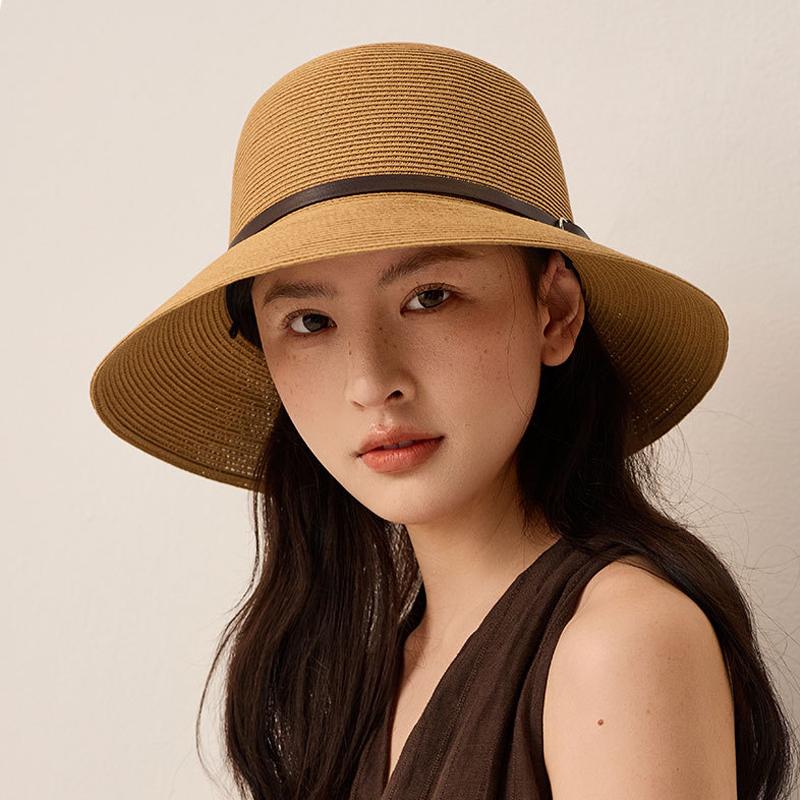 Straw Hat Women's Folding Breathable Fisherman Hat Large Brim Sun Hat