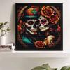 DIY Diamond Painting Canvas Sugar Skull Couple Floral Pattern 5D Rhinestone Art Kit for Home Wall Decor Craft Enthusiasts