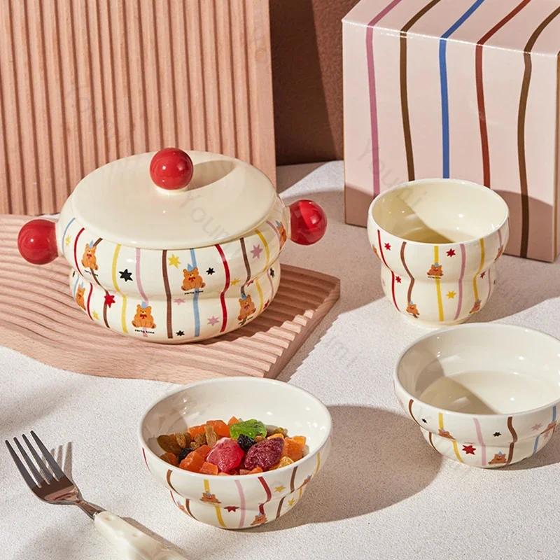 Creative Cute Cartoon Ceramic Bowls High End Unique Dessert Bowl Household Delicious Ramen Bowl Exquisite Tea Set Coffee Cups