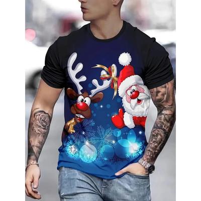 Men's Plus Size 3D Holiday Christmas Printed Short Sleeved Tshirt,loose and Casual,soft and Comfortable,breathable,outdoor Sport