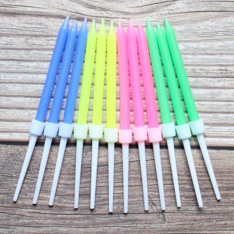 New Birthday Candles Happy Meeting B1 Slender Color Crystal 12 Boxed Party Decoration Pencil Candles