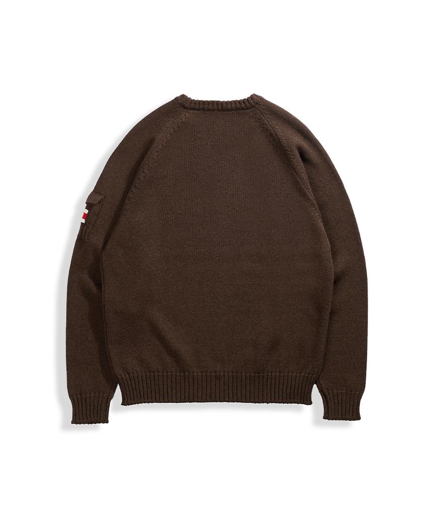 Geonjiulleunseu Cotton Raglan Pocket Sweater - Dark Brown